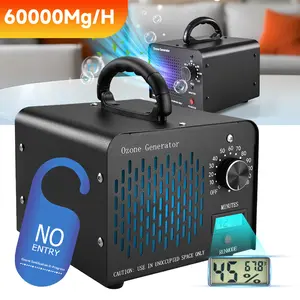 Ozone Generator 60,000mg/h,Commercial/Home Ozone Odor Eliminator, Portable High-capacity O3 Ion Deodorizer, Suitable for 4500 Square Feet of Cars, Pets, Kitchens, Smoke-filled Spaces(Black)
