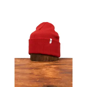 Cherry Red Easy Fit Upcycled Cotton Beanie - S/M and L/XL