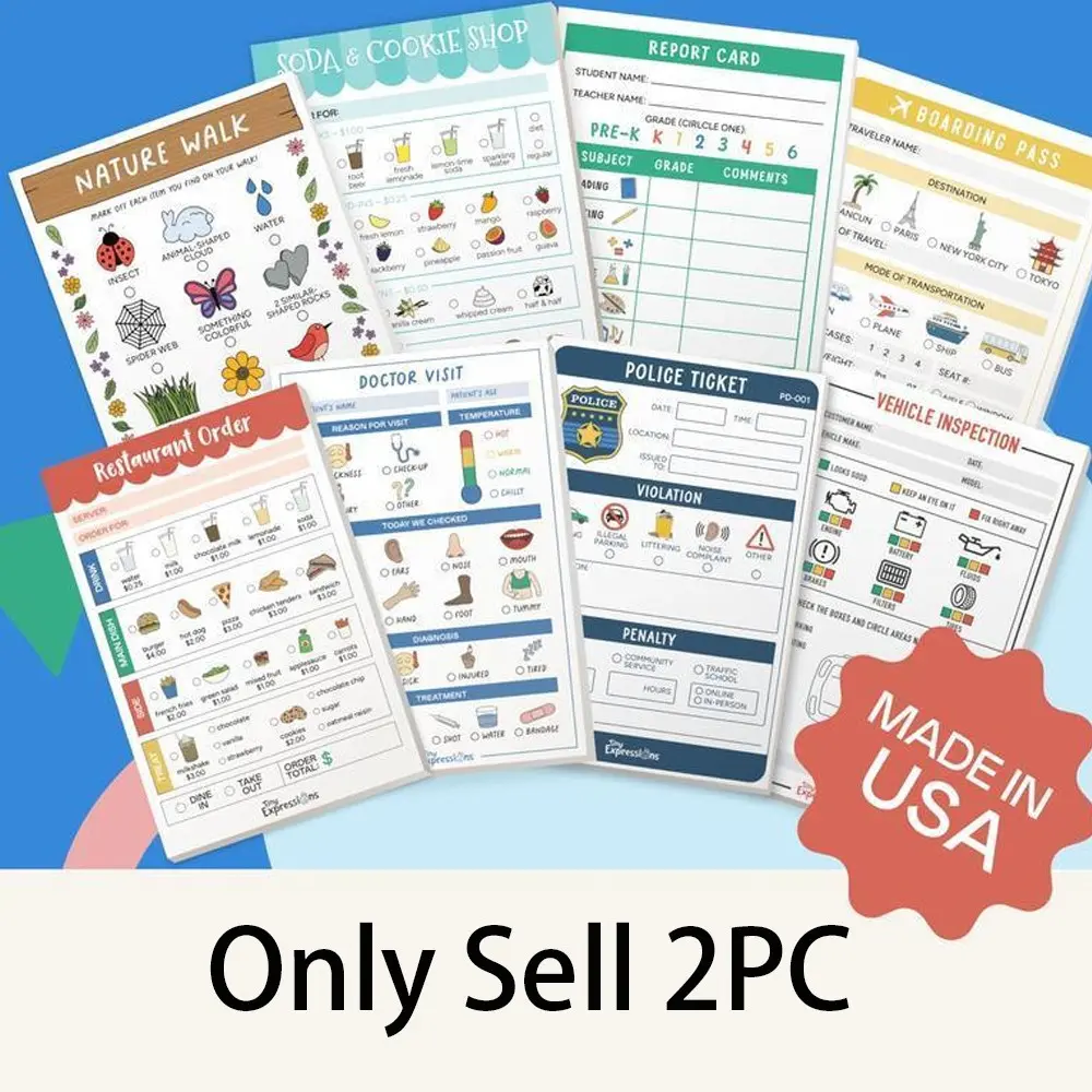 Tiny Expressions Playtime Notepads | Funny Notebooks | Pretend Play for Kids | Imaginative Role Play | Kindergarten Learning | Cute Notepads | Paper Pad