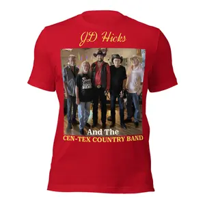 JD Hicks And The CEN-TEX COUNTRY BAND 100% Pre-shrunk Cotton Red & Gold