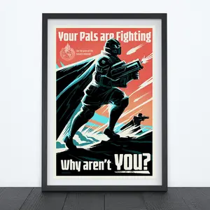 HELLDIVERS 2 Propaganda Poster, Video Game Art, Pop Culture Art, Recruitment Poster, Satire Art, Wall Art UNFRAMED