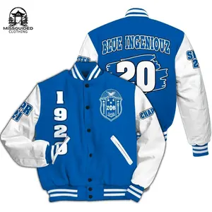 Ireishprint Zeta Phi Beta Custom Chapter Varsity Jacket, Personalized Royal Blue Varsity Jacket Zeta Phi Beta Sorority Jacket