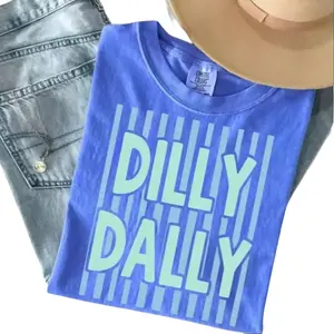 Comfort Colors Spring Stripes T-shirt, Preppy Women's Tee, Dilly Daily Summer Shirt, Gift for Love, Trendy Casual Shirt for Her -TrendWear USA