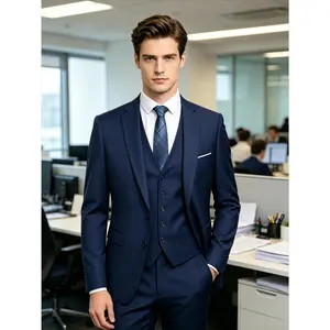 Men’s 3-Piece Business Suit (Jacket + Vest + Pants), 2 Colors, Office Ready + Free Accessory