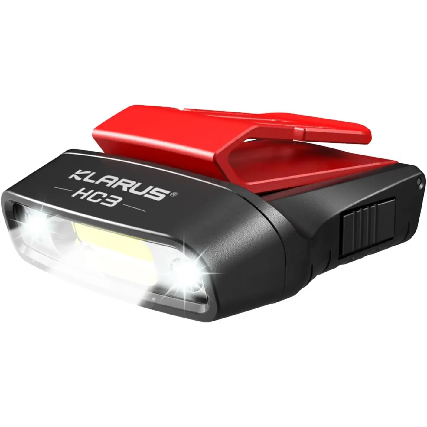 KLARUS HC3 Rechargeable Clip-On Hat Headlamp, 100lm Bright Beam COB LED Cap Visor Device with Motion Sensor, Red Light, 5 Light Modes, Adjustable Waterproof Flashlight for Outdoor Activities, Emergency