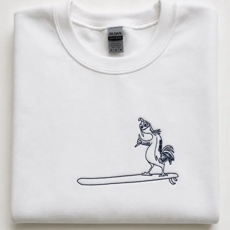 Surfs up chicken embroidered sweatshirt