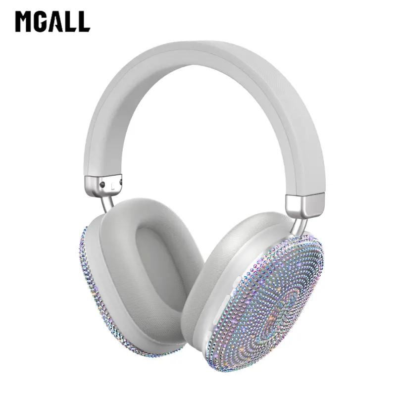 Full Shell Headset MGALL TM096 Luxury Diamond Over-Ear Wireless Headphones, Fashion-Driven ...