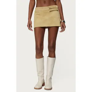 Edikted Women's Roney Stud Faux Suede Mini Skort - Multicolor