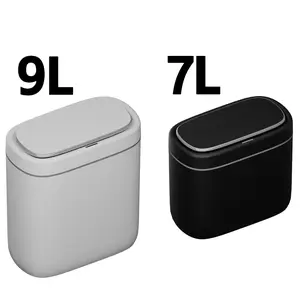 9L/7L Desktop Smart Trash Can with infrared sensor, freeing your hands, sealing in odors, modern design, available in multiple colors, powered by 2 AA batteries, suitable for kitchen/bedroom/living room/office, Touchless Trash Can