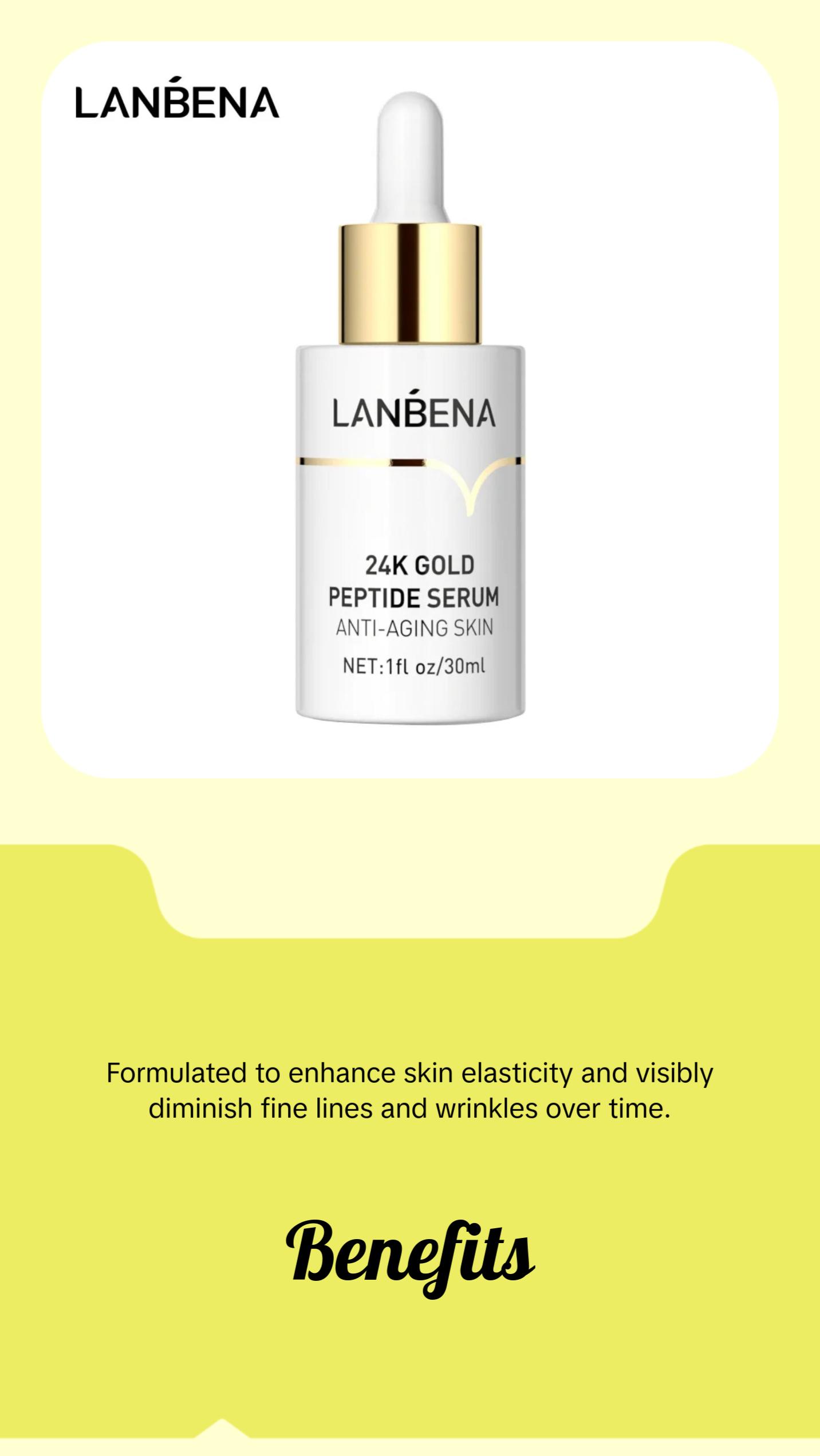 LANBENA 24k Gold Peptide Serum Skincare Anti Aging body skin bath gift