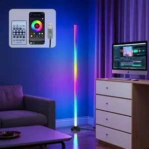 Modern LED Ambient Floor Lamp with APP & Wireless Controller, Music Sync Color Changing Standing Light for Bedroom, Gaming Room, Living Room & Home Decor, Adjustable Mood Lighting with Enhanced Brightness for Relaxing Spaces, Room Decor, Led Lights