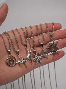 6 Piece Hip Hop Punk Necklace Set, Exquisite Chain Jewelry, Adjustable Layered Necklaces Including Star, Sun, Swirl and More, Unisex Festival & Party Gift, Modern Fashion Accessories