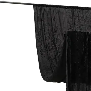 Black Crushed Velvet Backdrop Curtain – 5ft x 12ft Event Drape with Rod Pocket, Privacy Panel for Photo Booths & Events