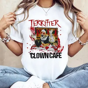 Clown Cafe Horror T-Shirt, Creepy Circus Graphic Tee, Scary Clown Halloween Shirt, Terrifier T-Shirt, Halloween Shirt, Gift For Her And Him