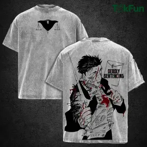 Hiromi Higuruma Washed Vintage Tee – Jujutsu Kaisen Deadly Sentencing Judgeman Graphic T-Shirt, Unisex Oversize Heavyweight Cotton Manga Streetwear Top 493