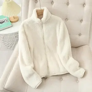 Women's Fleece Coat Winter Warm Thicken Jacket Double-Sided Wear Coral Fleece Coats Polar Fleece Jackets Everyday Wear Long Sleeve Casual Minimalist Style winter clothes women Womenswear Tops Outerwear Basic Khaki Women's Long Sleeve Open Front Blazer