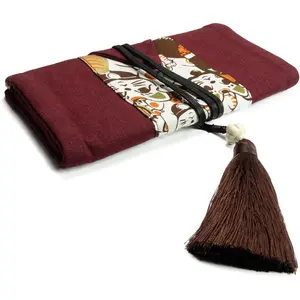Handmade Linen Crochet Hook Organizer Bag – Large Capacity Storage Pouch for Crochet Hooks and Accessories – Durable & Multi-Purpose – Portable Knitting Tool Case (Hooks Not Included)