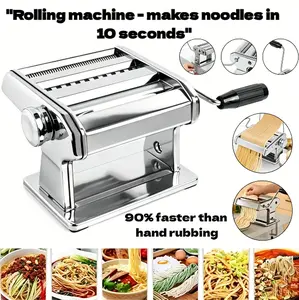 Stainless Steel Fresh Pasta Maker Roller Machine, With Adjustable Thickness Settings,Perfect For Homemade Spaghetti Fettuccini Noodles And Lasagna,Includes Removable Handle And Clamp gifts Kitchen Cooking Accessories Kitchen Gadgets