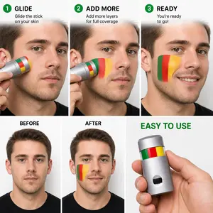 Portugal Colors Face Paint for All-ay Events,Gentle Skin-Friendly Portugal Face Paint for Kids & Adults,Portugal Flag Face Paint Stick, Skin-Safe Green Red Yellow Colors, Retractable Face & Body Paint for Sports Fans, Festivals, Parades & Parties