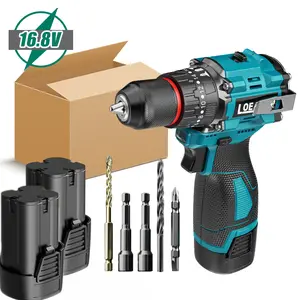 LOEA 16.8V Cordless Brushless Drill with Impact Function & Metal Chuck 25+3 Torque Settings 3/8" Keyless Chuck for Metal Wood Ceramic Tile Drilling
