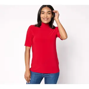 Dennis Basso Mock Neck Top with Elbow Sleeves