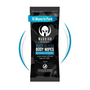 Warrior Waterless Cleaning Wipes - Enriched with Aloe, Calendula & Vitamin E, Alcohol-Free, Large Size for Sensitive Skin & Bedridden Patients