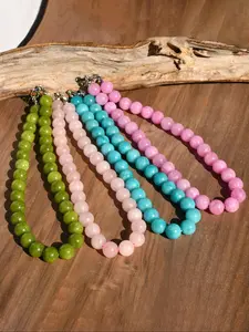 Women's Elegant Random Color Stone Beaded Necklace, Gemstone Necklace, Fashion Jewelry for Party, Daily Clothing Decor, Trendy All-match & Exquisite Jewelry for Birthday Gift