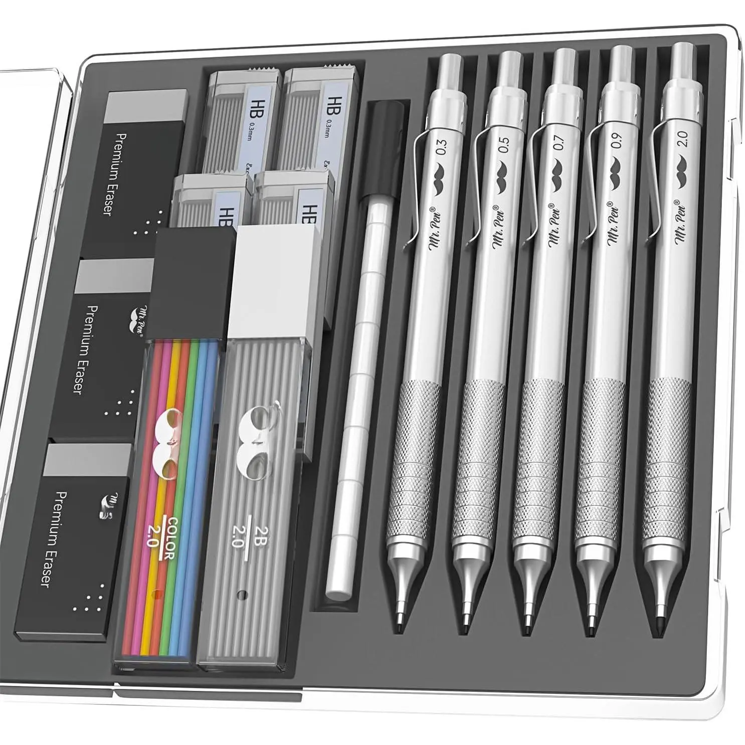 - Metal Mechanical cil Set, 5 Sizes, 0.3, 0.5, 0.7, 0.9, 2mm, Mechanical cils, Sketching cils, Drafting cil, Mechanical cil Metal