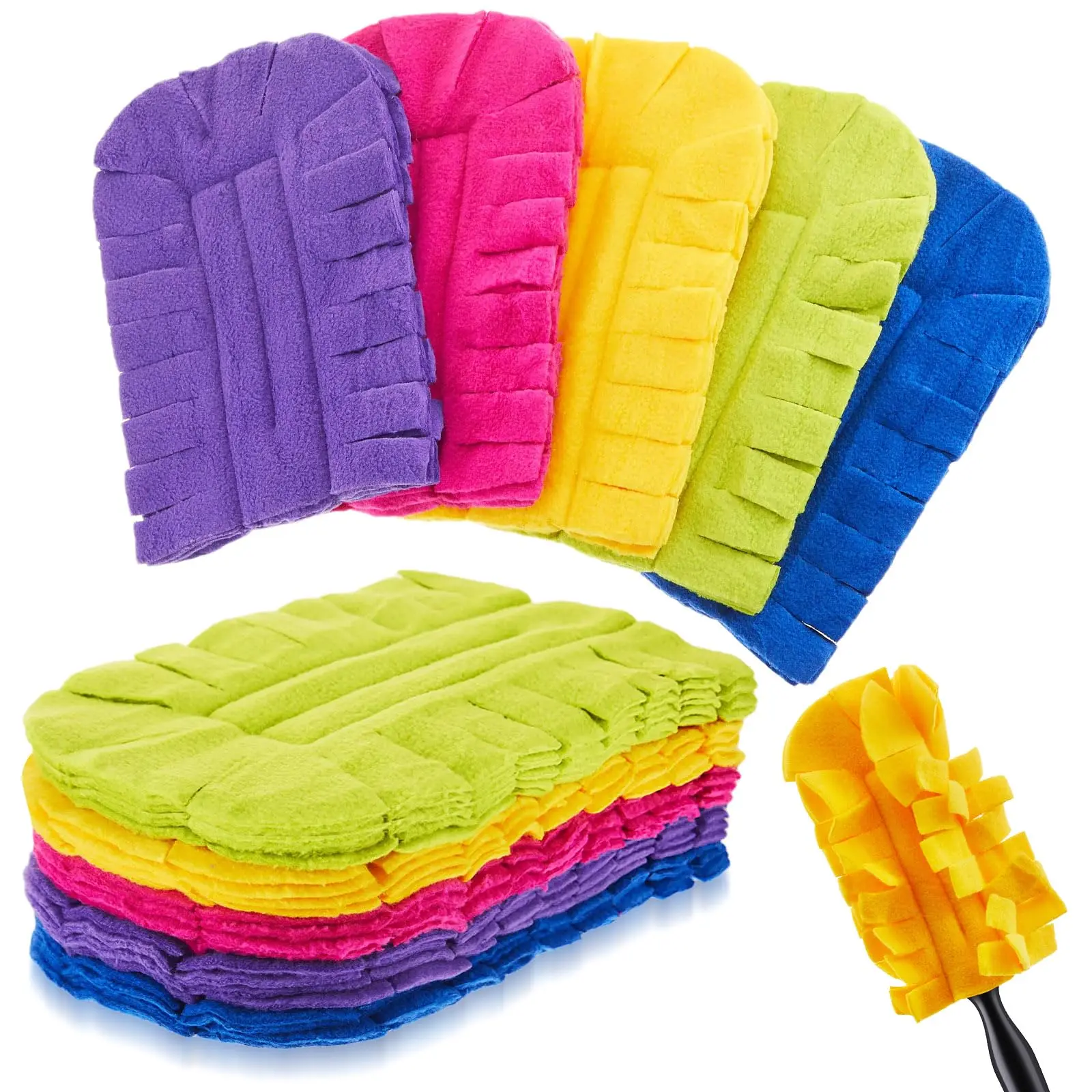 12-Pack Dark Polyester Synthetic Fleece Duster Refills (7.3x4.4 In) - Light, Smooth, Washable, Reusable Electrostatic Pads, Disposable Cover Alternative, Multifunctional for Flat Feather Dusters, Corners & Vents, Chemical-Free Home, Office or Car Supplies