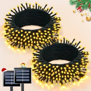 JMEXSUSS 2 Pack Solar String Lights Outdoor Waterproof, Total 66 FT 200 LED Solar Christmas Lights Outdoor, Twinkle Light for Christmas Tree Outside Garden Yard Xmas Decor, Warm White