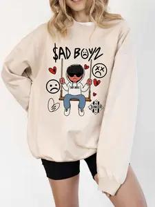 H Sad Boyz Mania Tour Hoodie, Unisex Graphic Street Style Sweatshirt, Casual Sportswear, Perfect for Latin Trap and Urban Fans