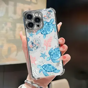 Turtle and Coral Pattern Phone Case，Oceanic Underwater Style for iPhone 17 16 15 14 13 12 11 Plus Pro Max. g6