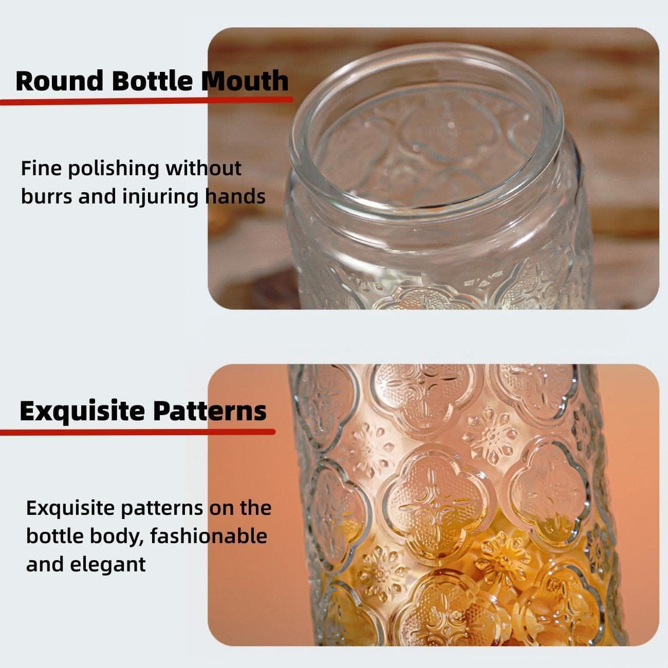 Glass Jar with Airtight Bamboo Lid, 35oz Vintage Glass Kitchen Storage Counter Sealed Jar, Decorative Glass Food Storage Containers for Candy, Flour, Oats, Coffee Bean-new