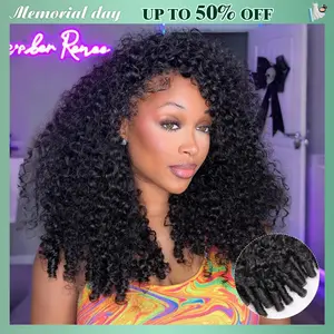 [3 in 1 Half Wig] STERLY 180% Density Burmese Curly Half Wig Human Hair Wig Afro Kinky Curly Wig for Women Wear Go Glueless Wigs Seamless Flip Headband Wig Beginner Friendly Wig Natural Drawstring Band Clip in Wig #Summervibes #tiktokshopmemorialday
