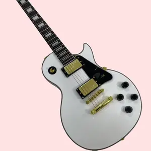 Les Paul Guitar alpine white 22 frets flame maple top 6 strings Mahogany body with Rosewood fingerboard Gold hardware