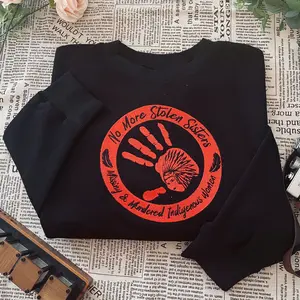 Embroidered No More Stolen Sisters Sweatshirt, Missing and Murdered Indigenous Women Embroidery Unisex T-shirt Hoodie, MMIW Wear Red For My Sister