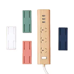 12-pack Self-Adhesive Power Strip Holders - Punch-Free Socket Mounts for Desktop, Kitchen, Home & Office Cable Management (Random Color)