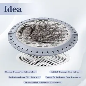 Shower Drain Filter Trap, Bathtub Strainer, Bathroom Sink Plug, Stainless Steel and Silicone Cover, Prevents Debris Clogs, Bathtub Drain Stopper