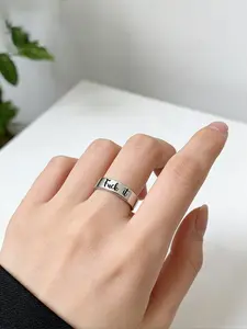 Elegant Letter Design Titanium Steel Ring, Initial Rings, Unique Engraved Fashion Accessory, Perfect Gift for Women & Men, Durable Jewelry