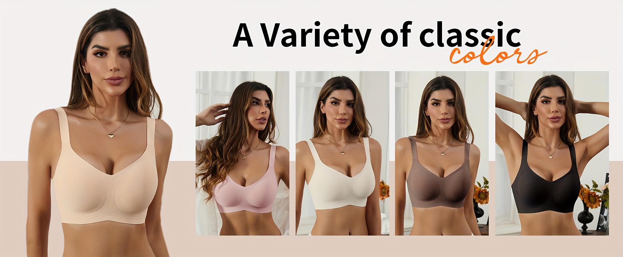 Seamless, Comfortable, And Supportive Women'S Bra with a Fixed Cup Design to Prevent Sagging And Side Bulge, Featuring No Underwire