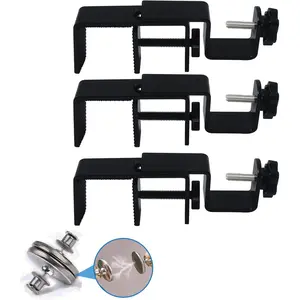 Outside Mounted Blinds Curtain Rod Bracket Attachment, 1.3 - 2 inches Wide Track, Tool - Free & Drill - Free, with Installation Guide and Curtain  Buckle (Black, 3 Pack)