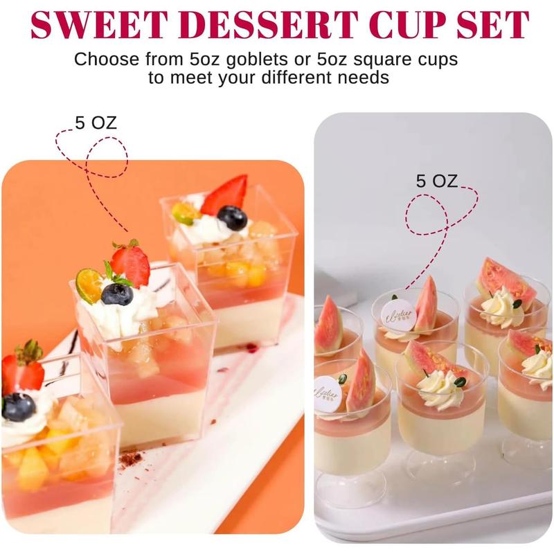 300 Pack Clear Plastic Dessert Cups(5 oz),Disposable Parfait Cups For Pudding, Fruit and Ice Cream,Mini Shooter Cups With Spoons For Party,appetizer cups