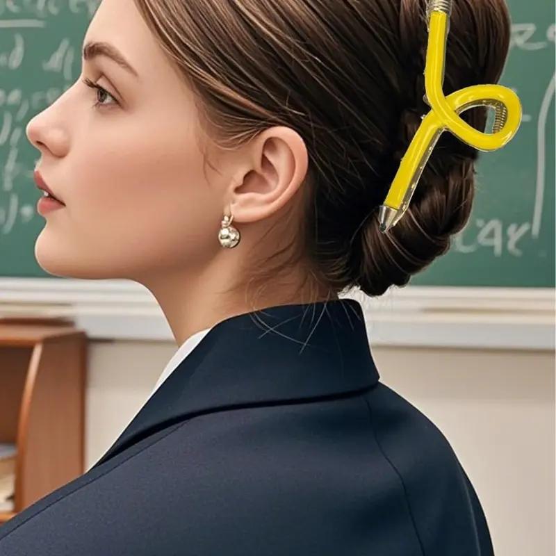 Pencil Hair Claw Clips for Women Thick Hair Funny Back to School Hair Clips for Thin Hair Jaw Barrettes Cute Teacher Hair Accessories Teacher Appreciation Gift Party Costume Gift For Teachers & Classmates & Friends Decorative Clips