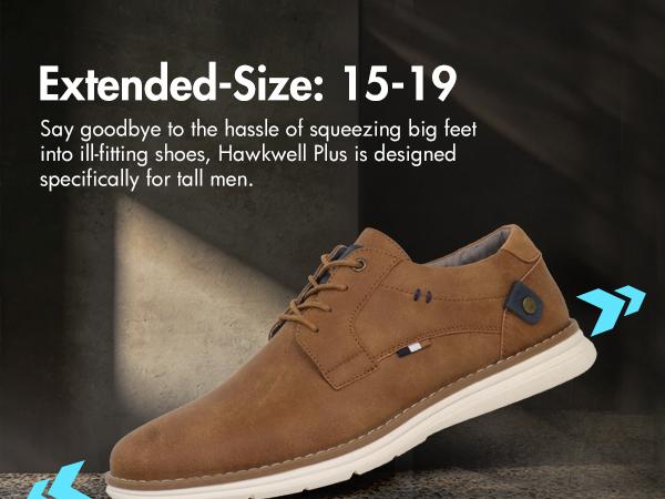 Hawkwell Plus Men's Plus Size Oxford Casual Shoes Business Dress Sneakers for Big and Tall