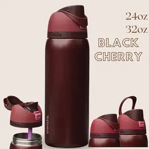 Owala FreeSip Insulated Stainless Steel Water Bottle Black Cherry Edition 24oz/32oz Leak-Proof 2-in-1 Straw & Spout Lid Reusable Travel Drinkware Eco-Friendly BPA-Free - Cup, Aesthetic