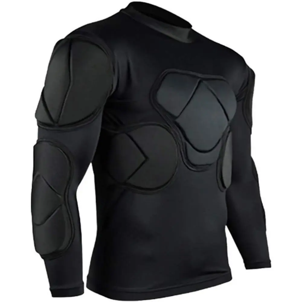 Men's 10mm Padded Polyester Blend Long Sleeve Compression Goalkeeper Jersey - Rib Guard, Elbow Guards, Anti-Collision, Breathable, Full Range of Motion for Adult Soccer, Volleyball, Hand Wash Only, Rugby, Paintball