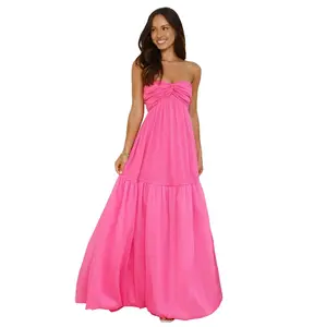 Unforgettable Style Strapless Maxi Dress Pink Womenswear