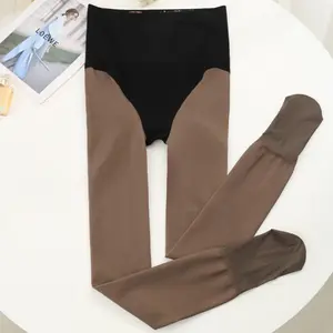 Fake Sheer Fleece Lined Tights for Women Thermal Leggings with Tummy Control & Butt Lifting Design Soft Opaque Jumpsuit Stockings Included - Womenswear