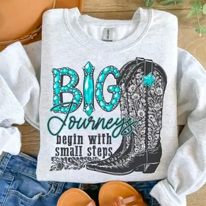 Big Journey Being With Small Steps Sweatshirt - Ash Grey - Sublimation - Western - Unisex Jersey Sweatshirt
