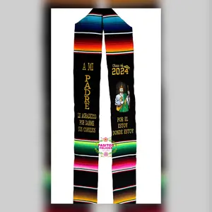 Padre - San Judas Black Graduation stole Sarape Sash IN STOCK